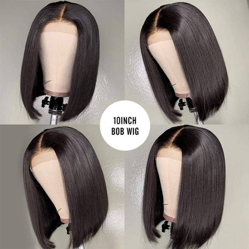 Dentelle indétectable Glueless 4x4 Fermeture Bob Wig Noeuds pré-blanchis