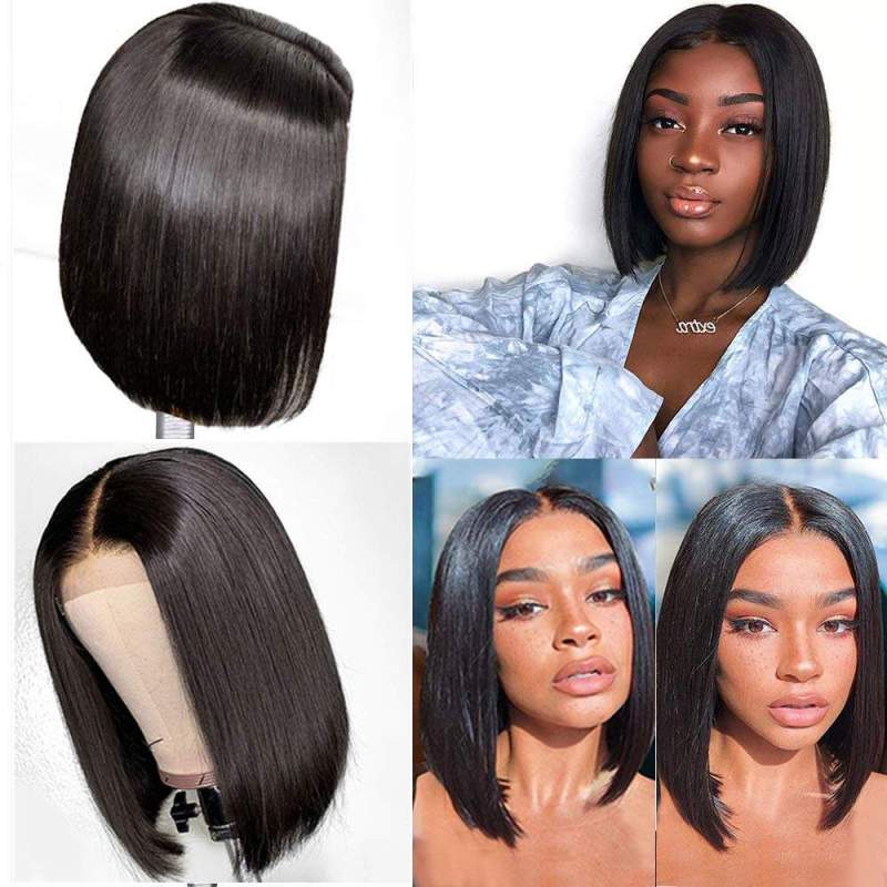 Dentelle indétectable Glueless 4x4 Fermeture Bob Wig Noeuds pré-blanchis