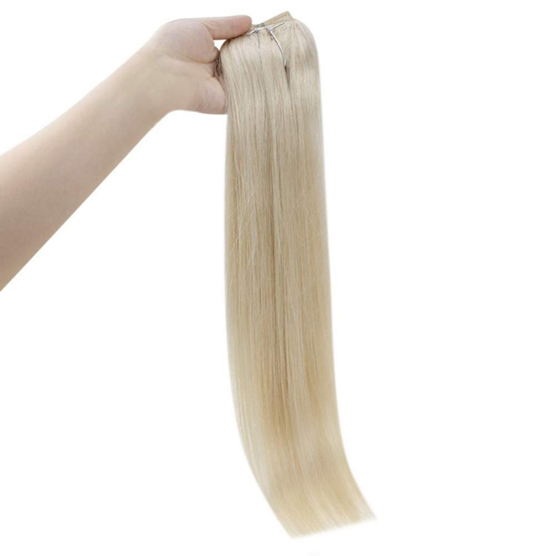 Extensions de cheveux 100 % humains Halo blond platine #60 100 g.