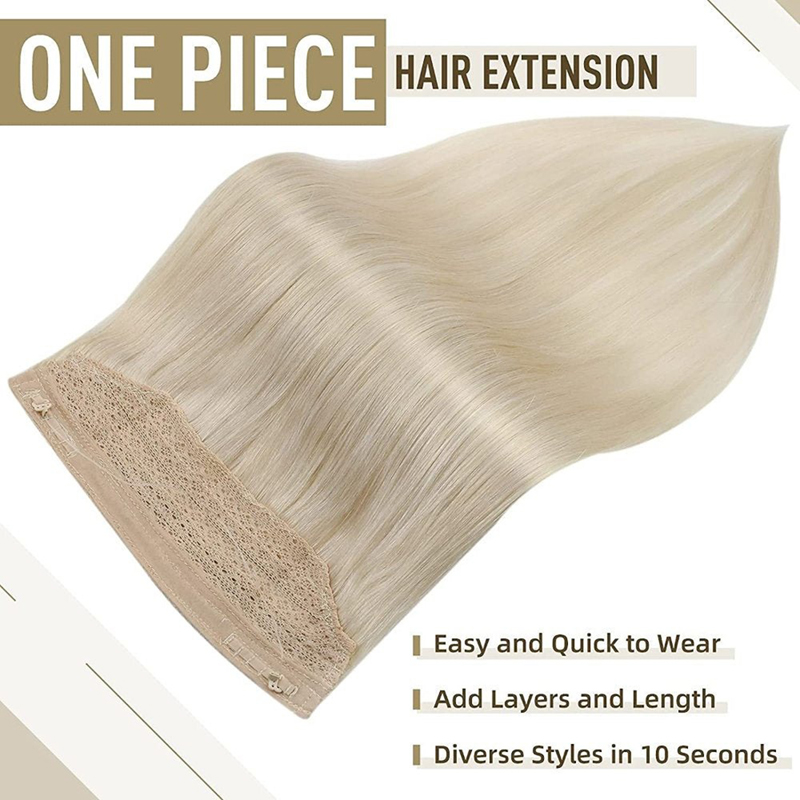 Extensions de cheveux 100 % humains Halo blond platine #60 100 g.