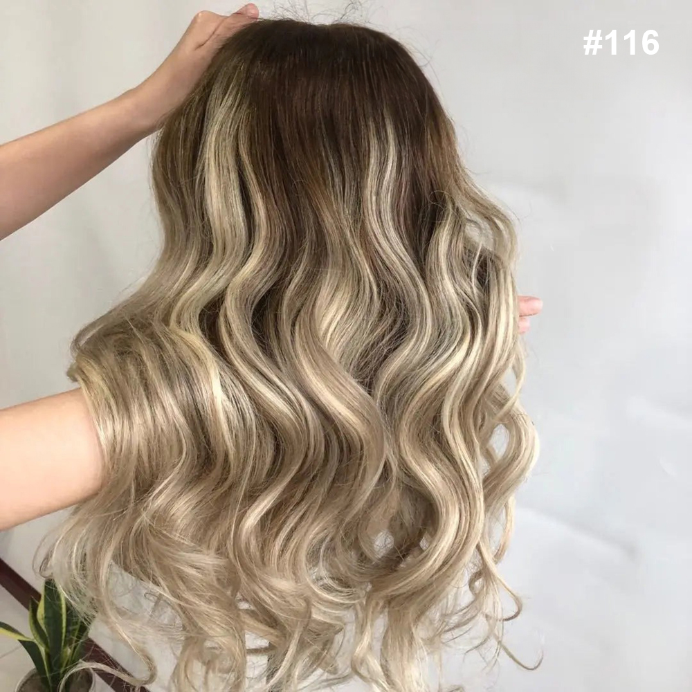 Perruques en Cheveux Humains Blondes Ondul&eacute;es Lace Front 13x6 pour Femmes