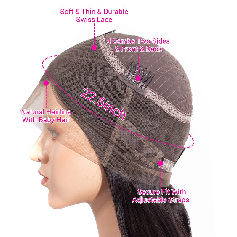 Cheveux frontaux de vague de corps de perruques de dentelle 360 ​​avec la densité des cheveux 180% de bébé