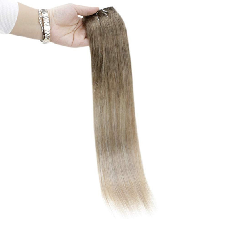 Extensions de cheveux Balayage Halo cheveux humains bruns et blonds #8/60/18