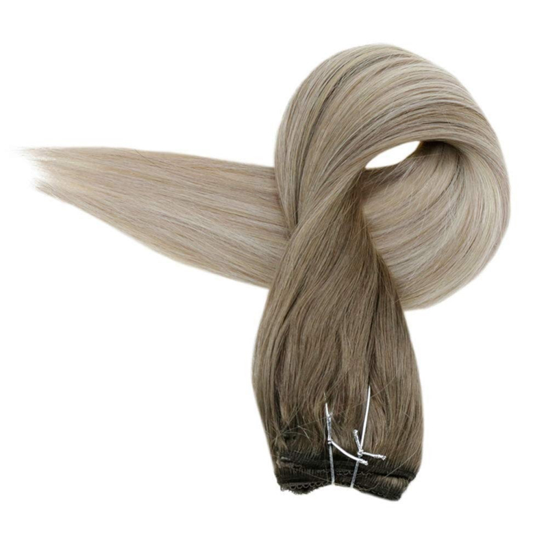Extensions de cheveux Balayage Halo cheveux humains bruns et blonds #8/60/18