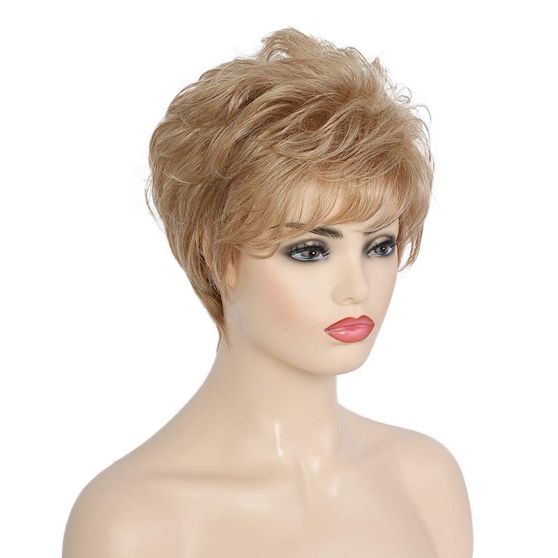 Perruques synthétiques blondes pour femmes, couleur mixte, coupe Pixie, perruques quotidiennes