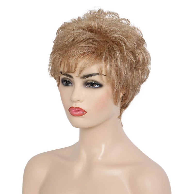 Perruques synthétiques blondes pour femmes, couleur mixte, coupe Pixie, perruques quotidiennes