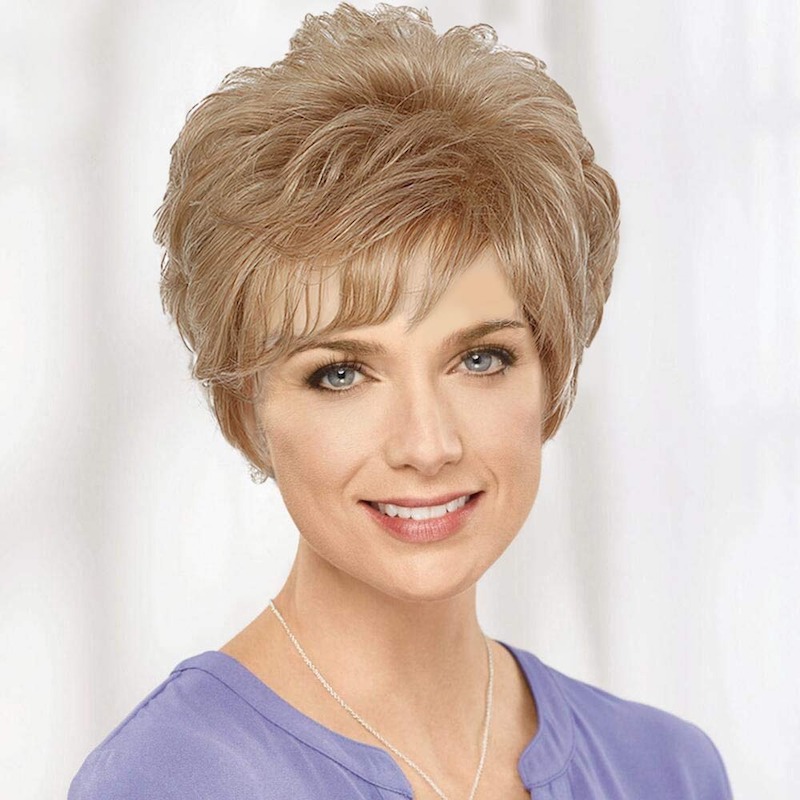 Perruques synthétiques blondes pour femmes, couleur mixte, coupe Pixie, perruques quotidiennes