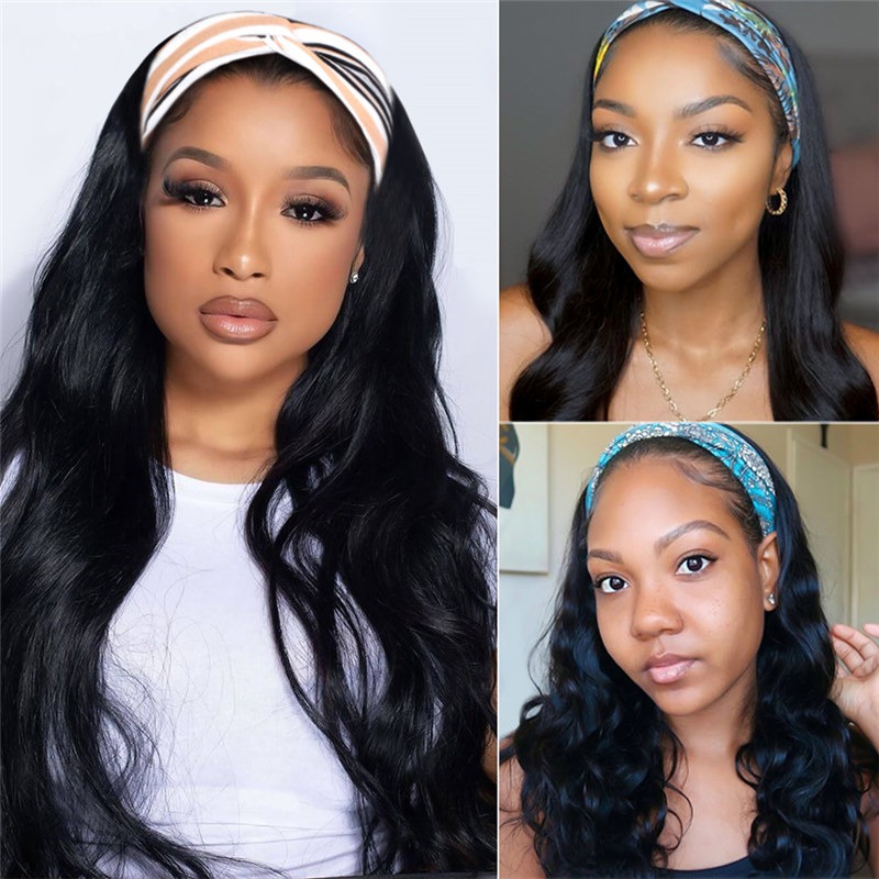 Body Wave Bandeau Perruque Cheveux Humains 150% Densité 18 Pouces Wear and Go