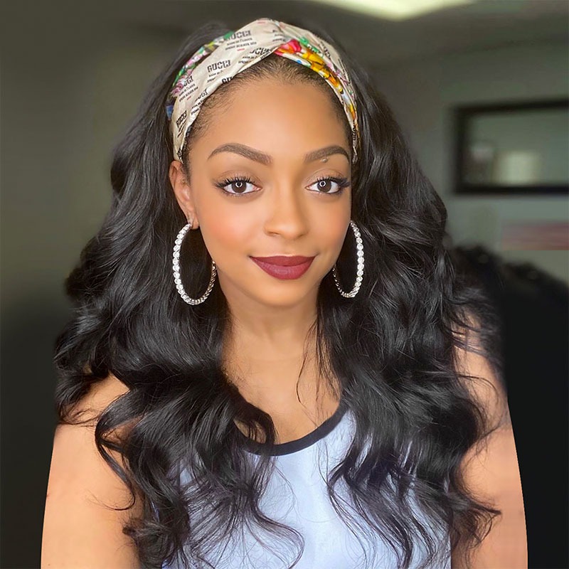 Body Wave Bandeau Perruque Cheveux Humains 150% Densité 18 Pouces Wear and Go