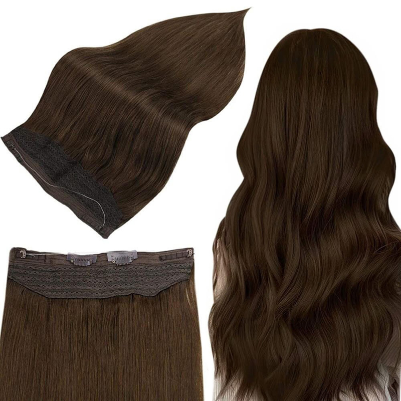 Extensions invisibles de cheveux de halo de l'extension 100g de halo de cheveux humains de Brown #4