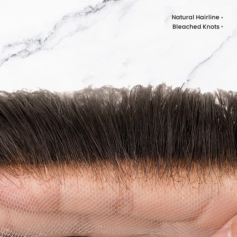 Système de remplacement de cheveux pour hommes populaires de postiches en dentelle française complète