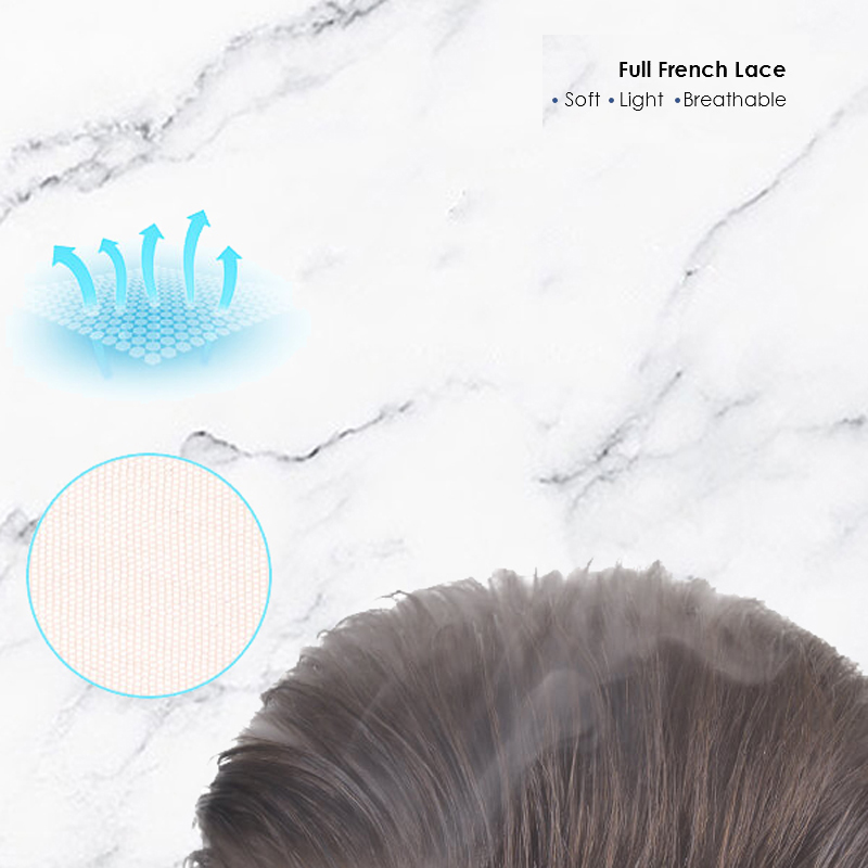 Système de remplacement de cheveux pour hommes populaires de postiches en dentelle française complète