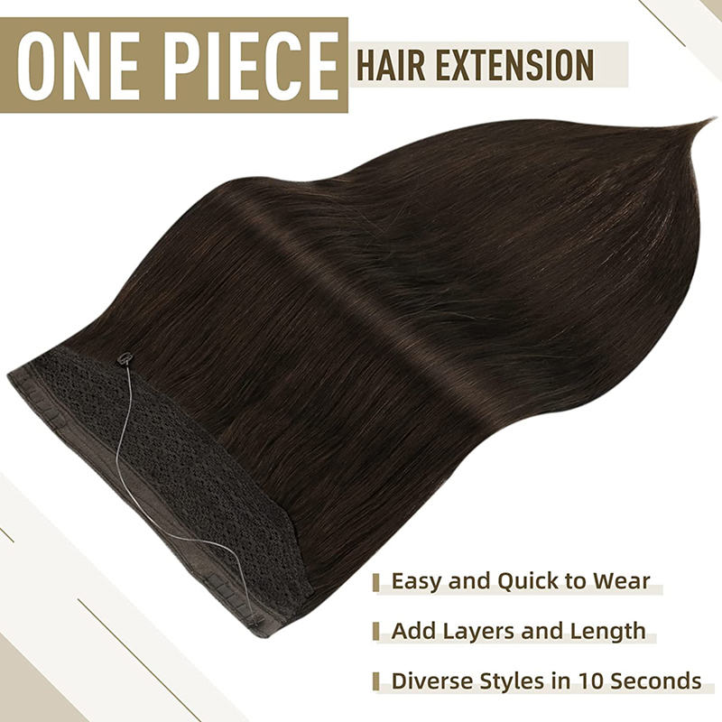 Extensions de cheveux Halo Brun le plus foncé #2 Extensions de fil de poisson invisibles