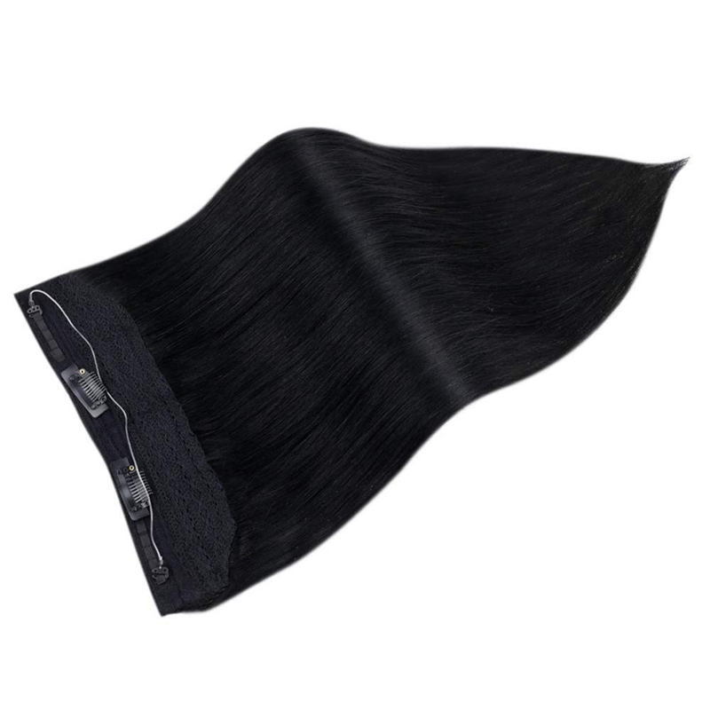 Extension de cheveux humains Halo 100g Noir de jais #1 Extensions de cheveux Halo invisibles