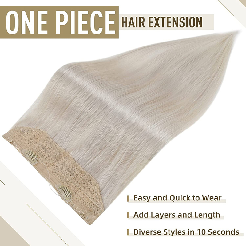 Extensions de cheveux humains Halo Blonde glacée #1000 Extension de cheveux Halo invisible