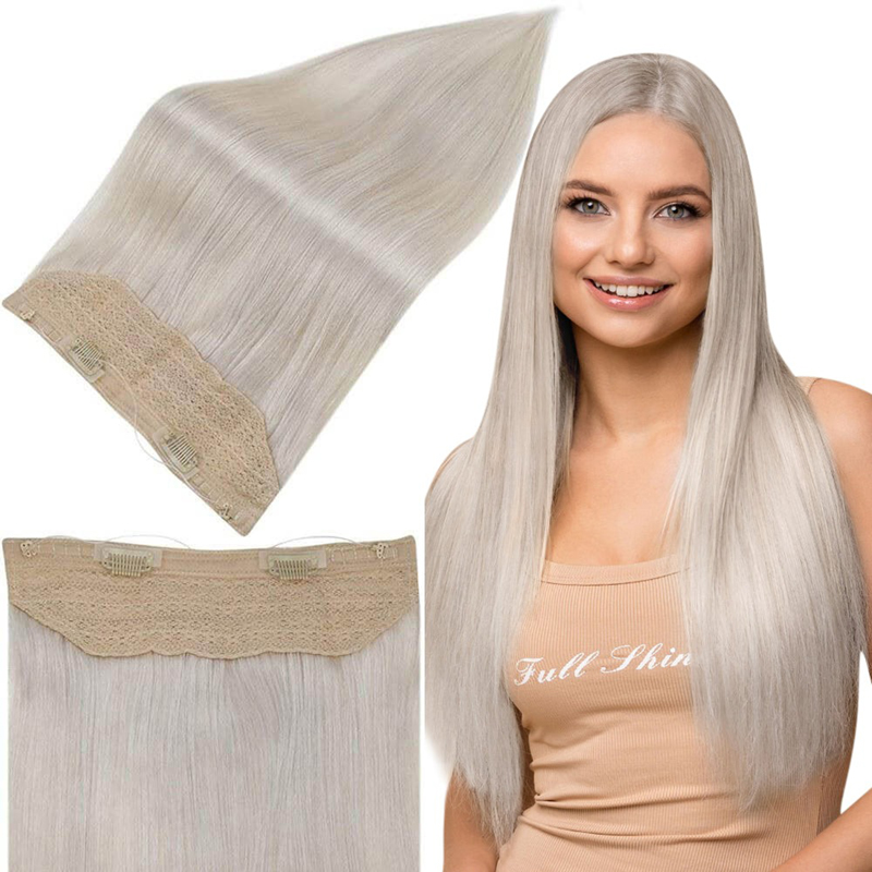 Extensions de cheveux humains Halo Blonde glacée #1000 Extension de cheveux Halo invisible