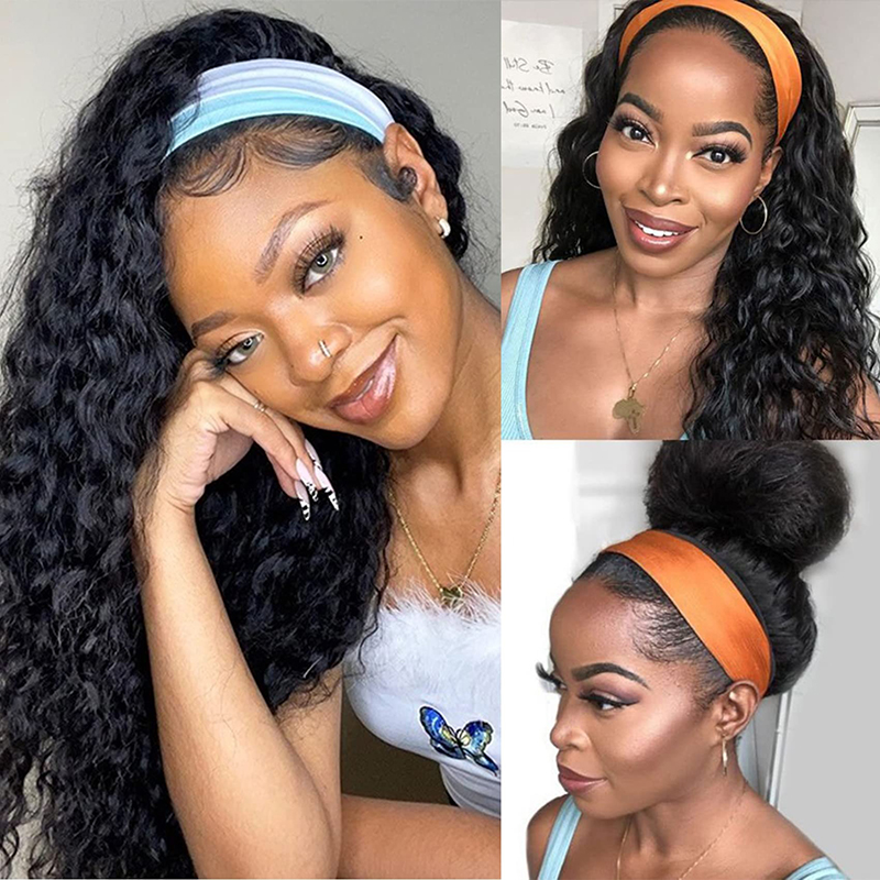Bandeau perruque cheveux humains vague d'eau sans colle aucune dentelle perruques avec des cheveux de bébé