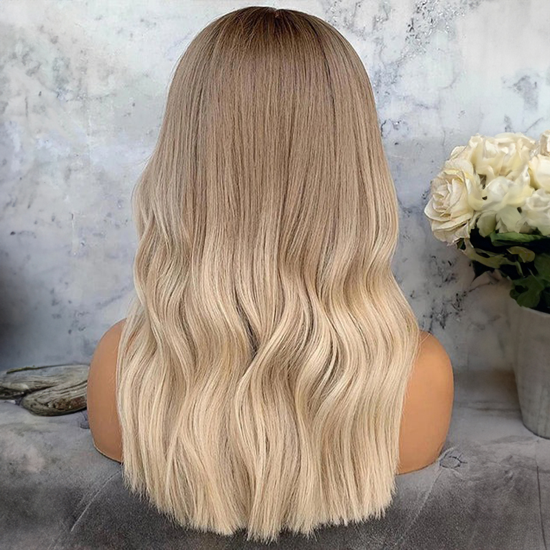 Highlight Ash Blonde Wavy 13x4 Lace Wig Glueless Front Lace Perruque de cheveux humains
