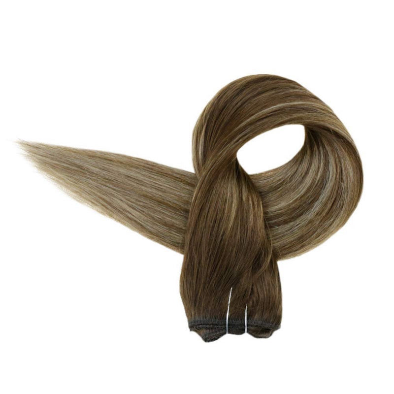 Extensions de cheveux Halo blonds à reflets, Extensions de fil de poisson brun #4/24/4