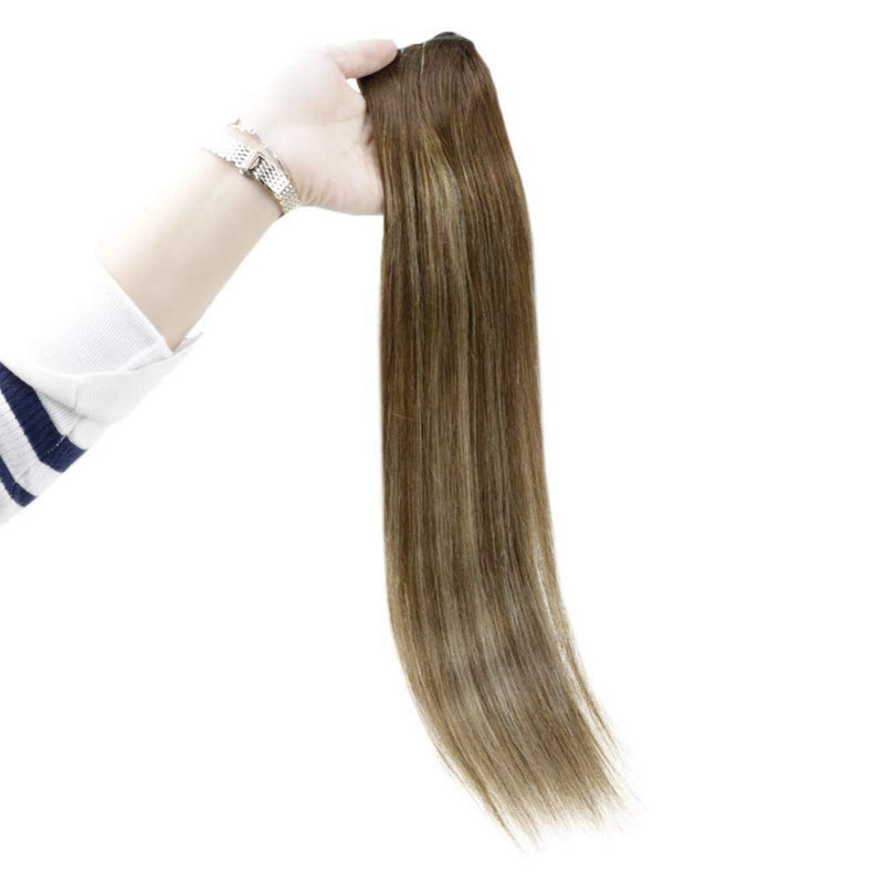 Extensions de cheveux Halo blonds à reflets, Extensions de fil de poisson brun #4/24/4