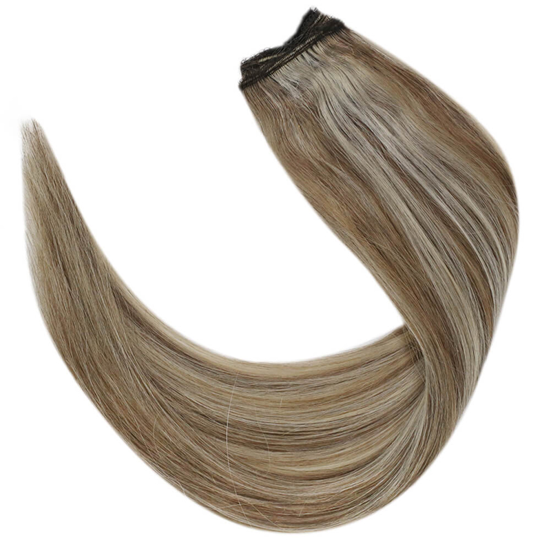 Mettre en évidence l'extension de cheveux Halo Extensions de fil de poisson réel humain # P8/60