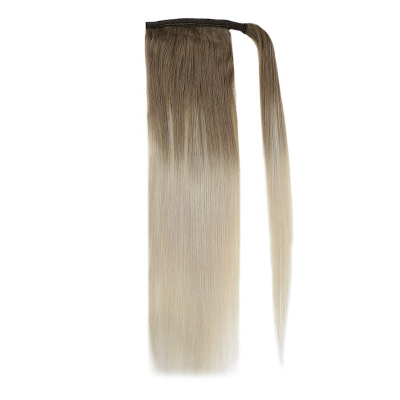 Extensions de queue de cheval de cheveux humains Balayage #8/60 Clip enveloppant en 100G