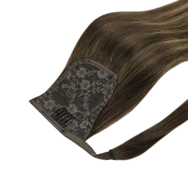 Extensions de queue de cheval de cheveux humains Balayage Faits saillants #2/8/2 100G Droit