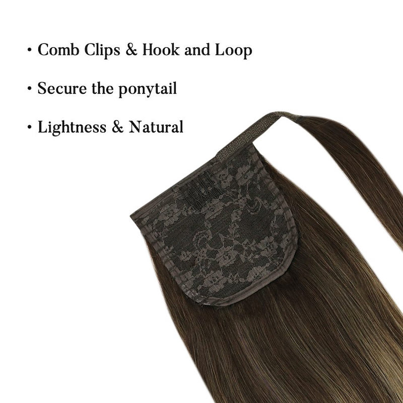 Extensions de queue de cheval de cheveux humains Balayage Faits saillants #2/8/2 100G Droit