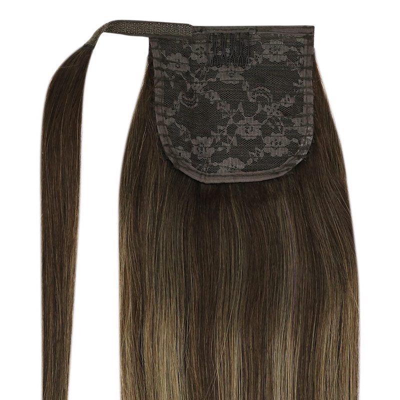 Extensions de queue de cheval de cheveux humains Balayage Faits saillants #2/8/2 100G Droit