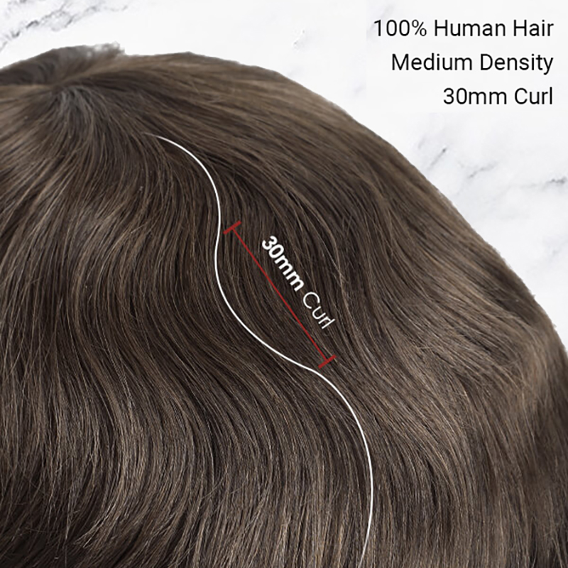 Toupet de cheveux humains Système de remplacement de morceaux de cheveux pour hommes Fine Mono avec PU # 1B