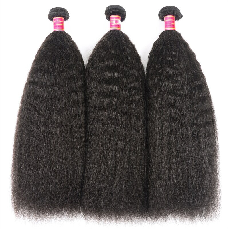 Armure de cheveux raides crépus 3 extensions de trame de cheveux humains vierges