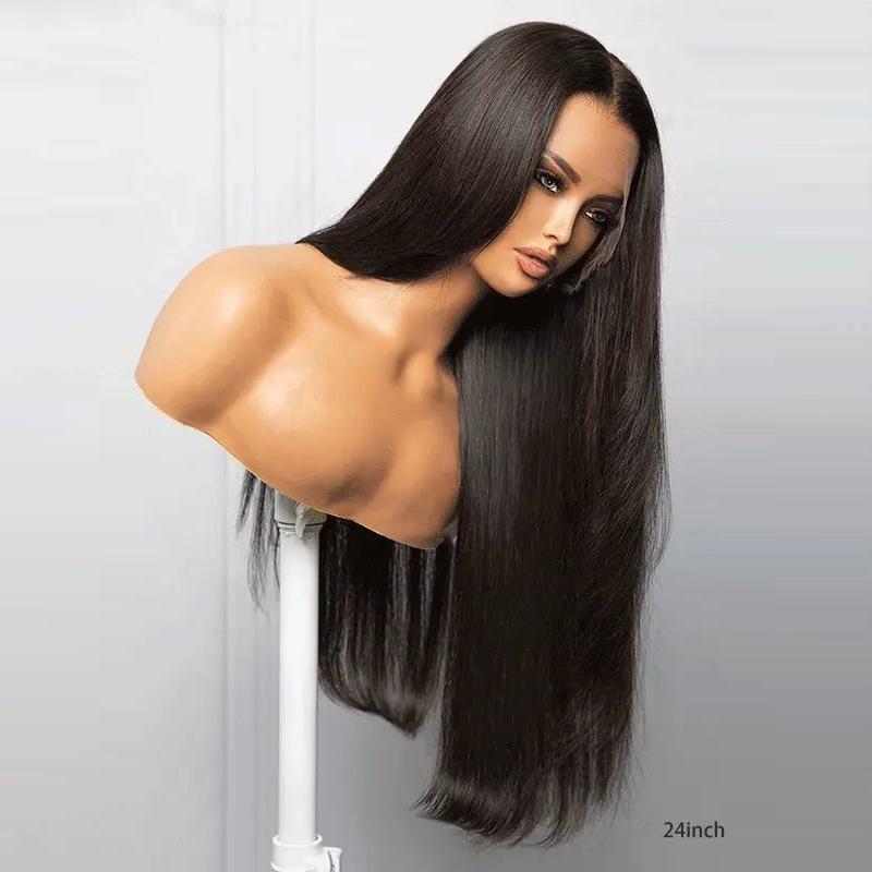 Perruque Lace Front Wig 13x4 HD, coupe en couches, pré-épilée, sans idée, couleur naturelle