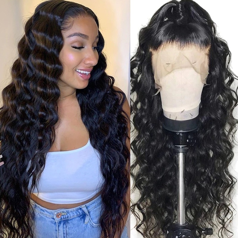 Loose Wave 13x4 Lace Front Deep Parting Wigs Pré plumé avec des cheveux de bébé