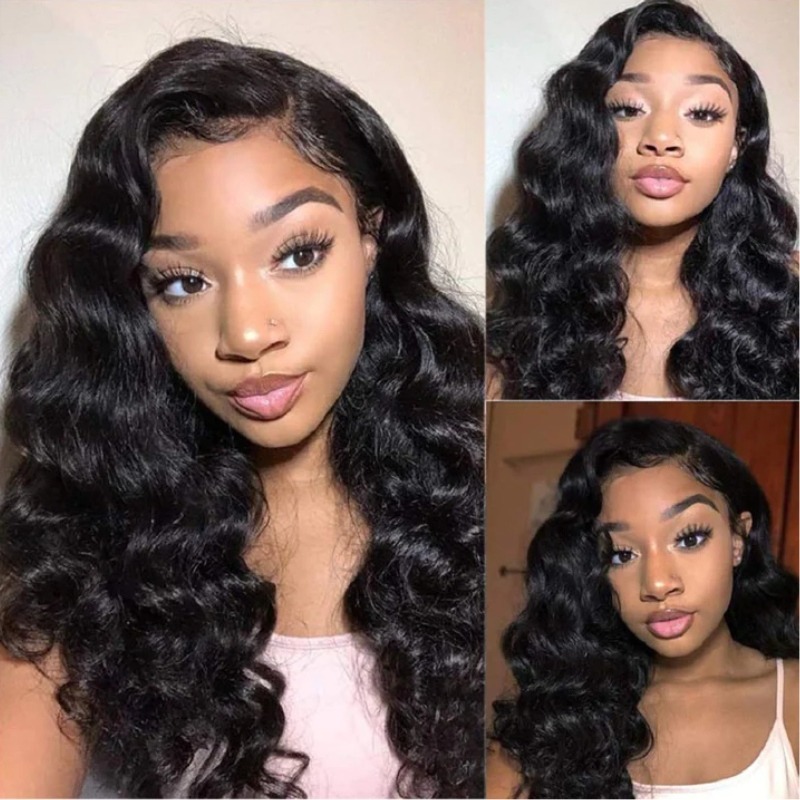 Loose Wave 13x4 Lace Front Deep Parting Wigs Pré plumé avec des cheveux de bébé