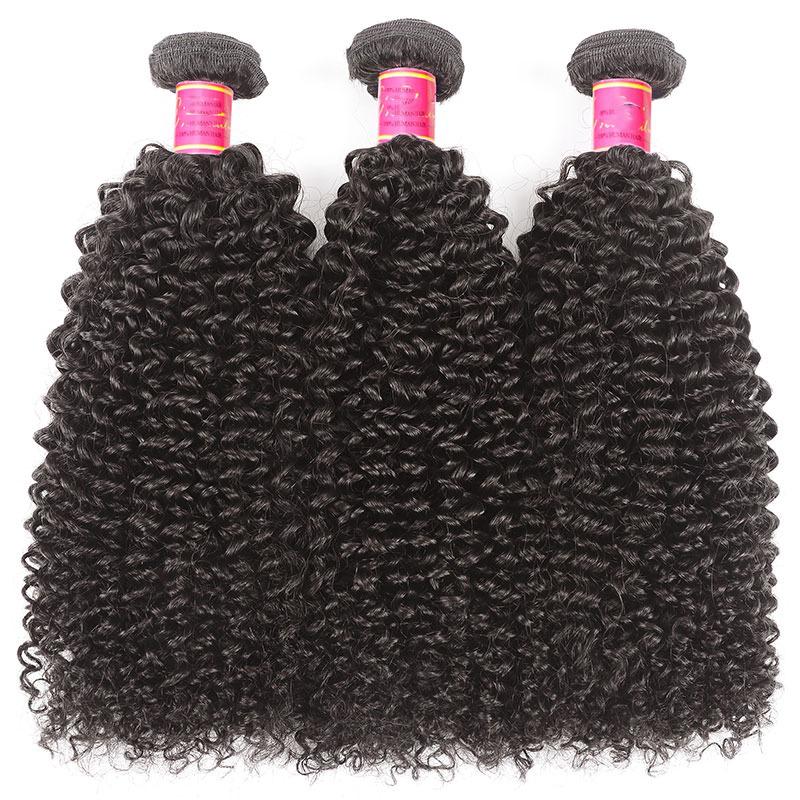 Tissage de cheveux bouclés crépus, Extensions de trame de cheveux humains, lots de 3