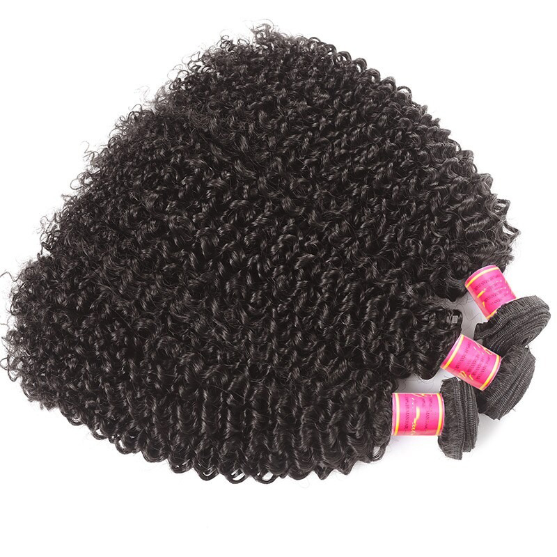 Tissage de cheveux bouclés crépus, Extensions de trame de cheveux humains, lots de 3