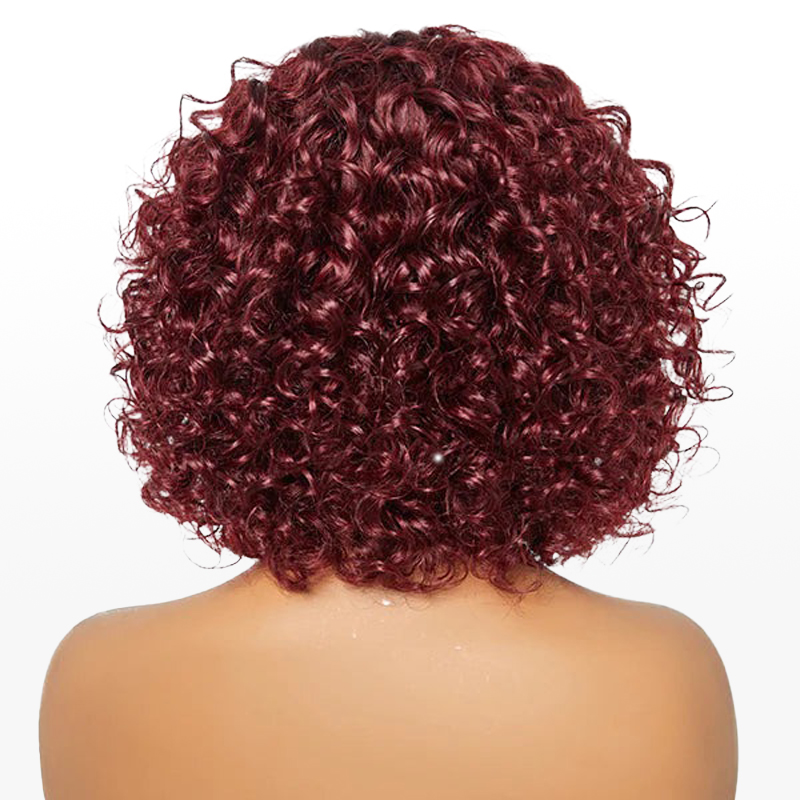 Perruque rouge bordeaux foncé ombré, perruque courte ondulée avec frange pour maman
