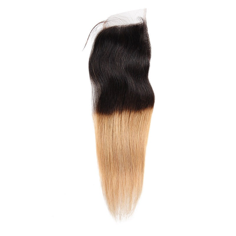Ombre T1B/27 100% cheveux humains vierges droits 3 paquets avec fermeture en dentelle 4x4