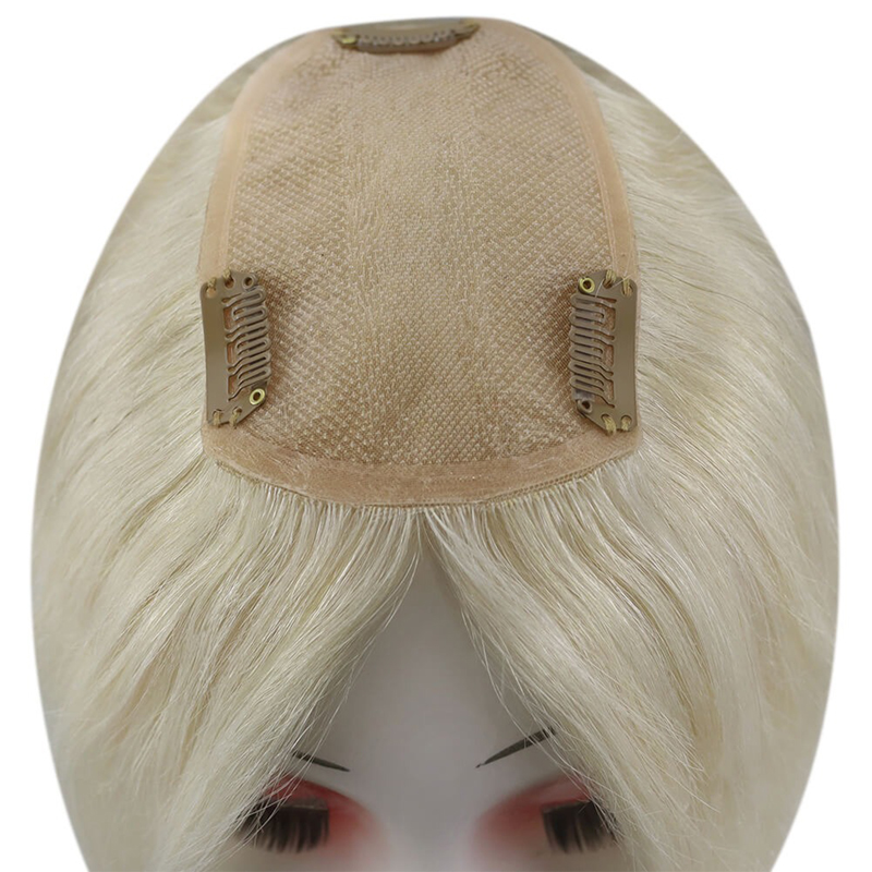 Platine Blonde #60 Mono Cheveux Humains Topper 3X5 Pouces Postiche