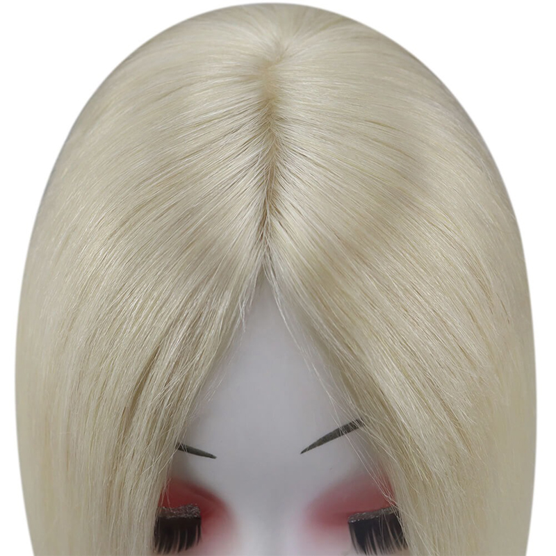 Platine Blonde #60 Mono Cheveux Humains Topper 3X5 Pouces Postiche