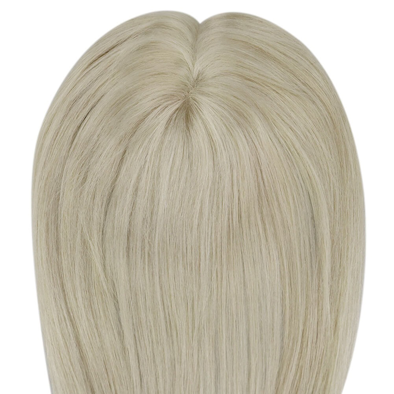Platine Blonde #60 Mono Cheveux Humains Topper 3X5 Pouces Postiche
