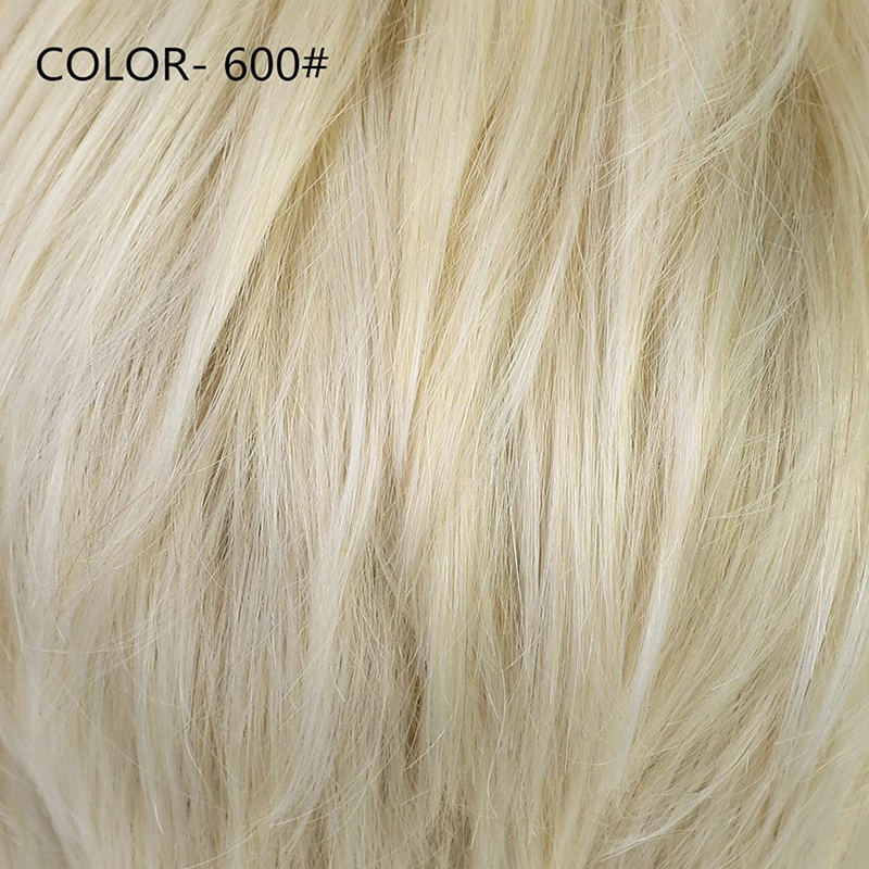 Perruques blondes platine pour femmes, perruque synthétique coupe lutin avec frange