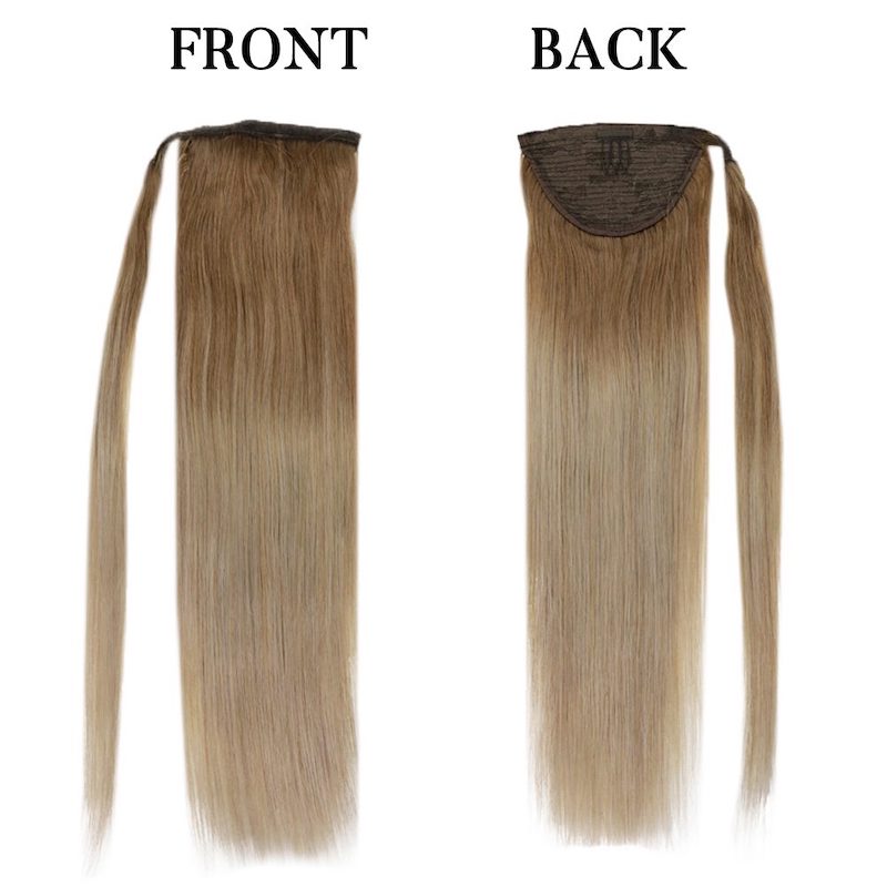Extension Queue de Cheval Cheveux Humains Balayage Brun #10/14 100G Clip Droit