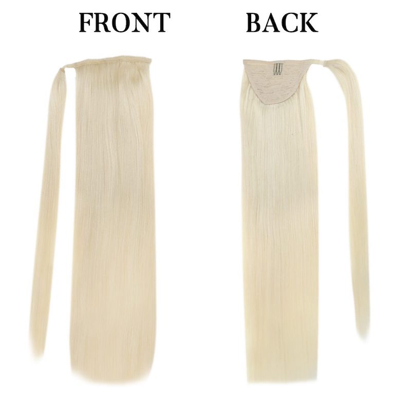 Extension queue de cheval cheveux humains blond platine #60 100G Extension à clipser