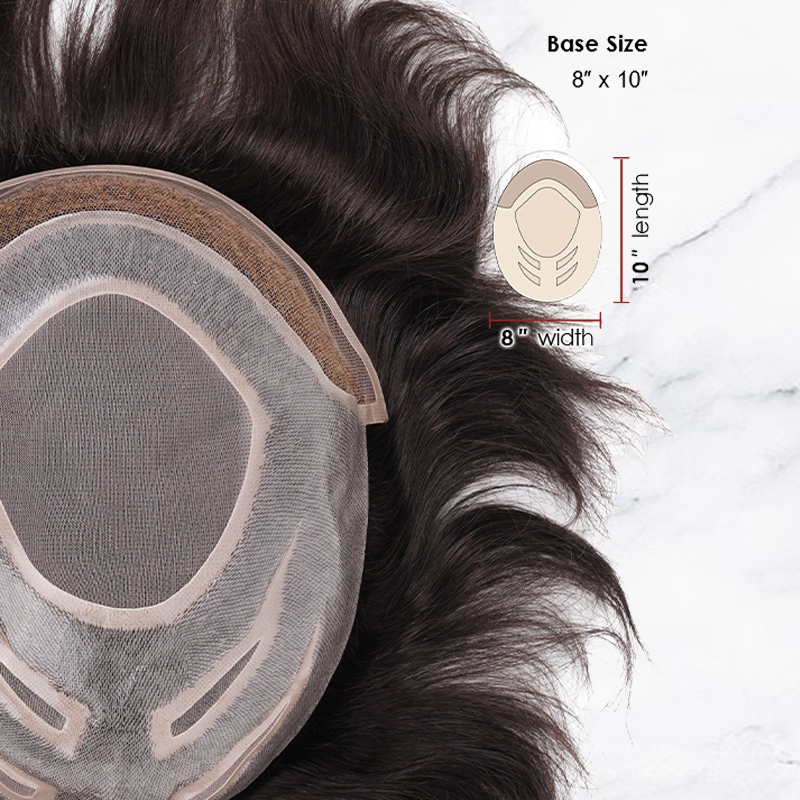 Premium Hair Toupee Fine Mono avec Lace Front et Skin Système de cheveux pour hommes