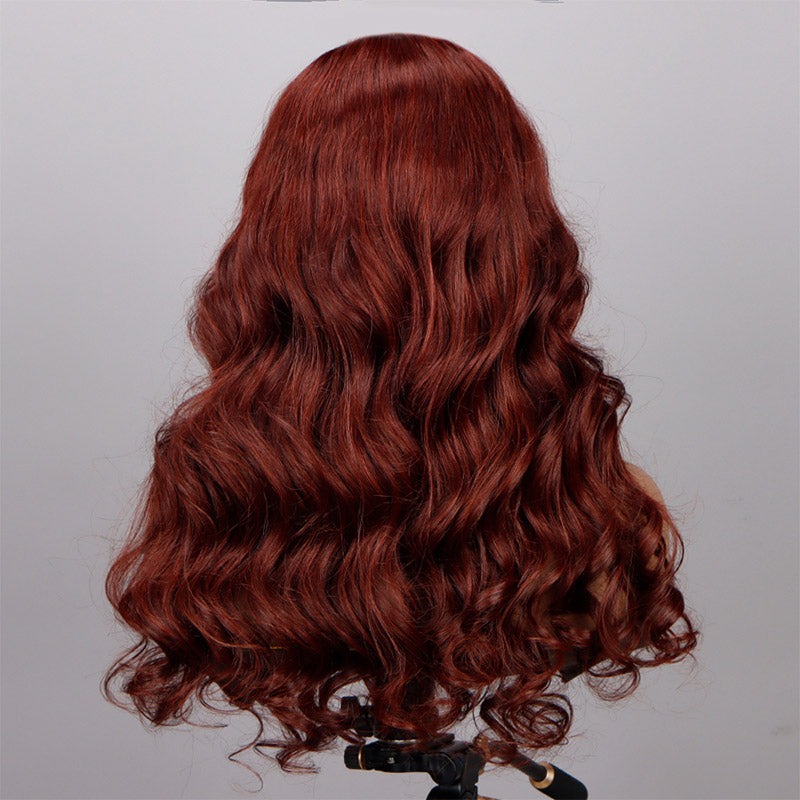 Perruque de vague de corps brun rougeâtre 5x5 HD perruque de dentelle C partie perruques de cheveux humains
