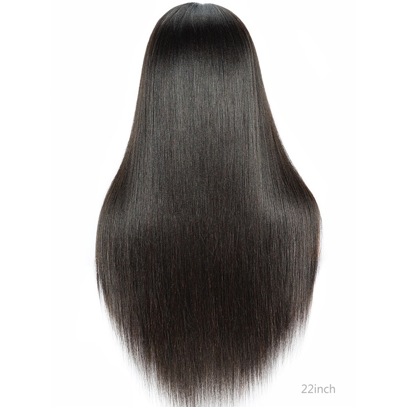 Détendu 360 Lace Wig Light Yaki Straight Hairline Hairline Human Hair