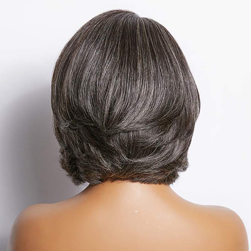 Salt & Pepper Side Part Bob Style Glueless 4x4 Fermeture Lace Wig