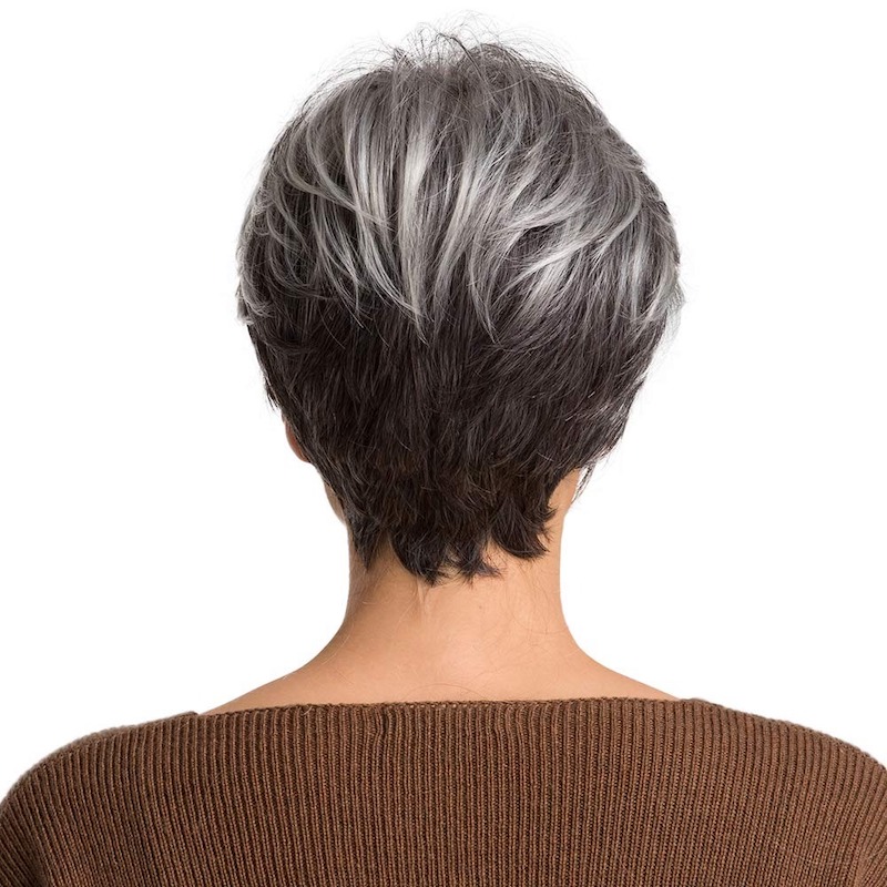 Perruques synthétiques courtes grises sel et poivre, perruque quotidienne coupe Pixie