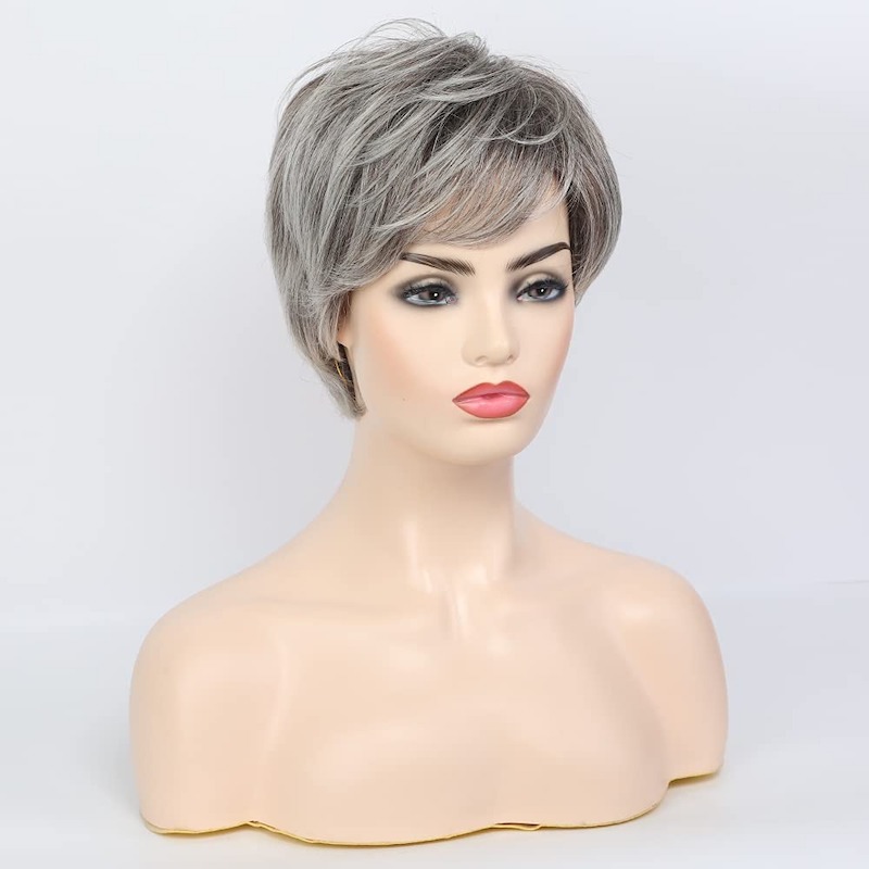 Perruques synthétiques grises courtes pour femmes, cheveux naturels, coupe quotidienne Pixie